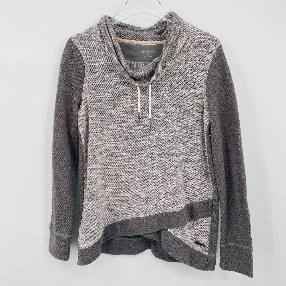 Calvin Klein Performance Size Medium Gray Long Sleeve Cowl Neck Sweatshirt